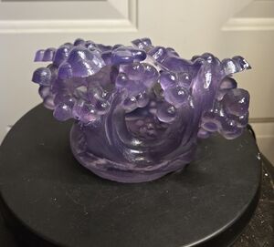 Antique Purple Art Glass Crystal Tree Sculpture